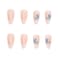 RikView French Tip Press on Nails Medium Fake Nails Almond White Stick on Nails with Butterfly Design