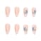 RikView French Tip Press on Nails Medium Fake Nails Almond White Stick on Nails with Butterfly Design