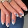 RikView French Tip Press on Nails Medium Fake Nails Almond White Stick on Nails with Butterfly Design