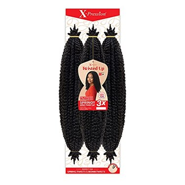 X-pression Braid Outre Crochet Braids X-Pression Twisted Up 3X Springy Afro Twist 24inch (5-pack, 1B