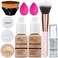 Hilareco PHOERA Foundation Primer Set Kabuki Brushes Sponge Full Coverage Powder 2 Pcs 104 Buff Beige 105 Sand