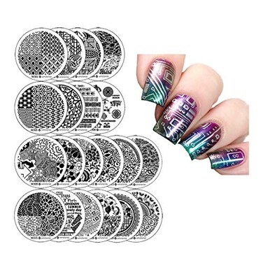 Winstonia Nail Art Stamping Plates 20 Pcs Bundle Set Manicure Stencils Easy Stamps Disc, 3rd Generation