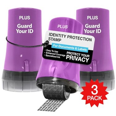 PLUS Identity Theft Protection Roller 3Pack Advanced 20 Security Stamp by Guard Your ID Regular 3Piece Purple