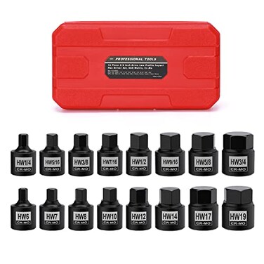 Mayouko 16 Pieces 38 Drive Low Profile Hex Socket Set Impact Allen Bit Socket CRMO 1434 6mm19mm SAEMetric