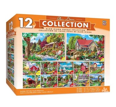 MasterPieces Jigsaw Puzzle 12Pack Bundle Set Folk Art by Alan Giana MultiPack for Adults Kids EcoFriendly
