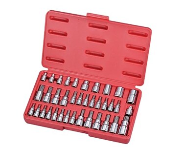 Kauplus 37PCS S2 Star Bit Socket And External Socket Set 14inch 38inch 12inch Drive T8 T55 TT8 TT55 E4 E18