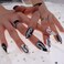 MISUD Press on Nails Medium Stiletto Glue on Nails with Goth Snake Acrylic Gothic Black White Design 24 pcs