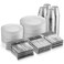 Munfix 600 Piece Dinnerware Set 100 Rimmed 10 7 Plates 300 Plastic Silverware 100 Plastic Cups Disposable Silver Set