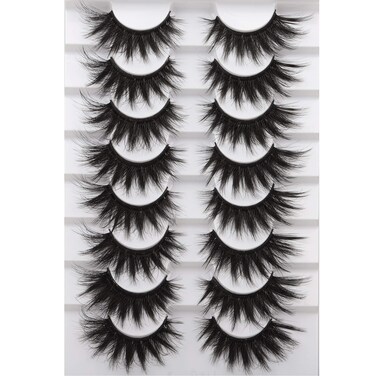 FANXITON False Eyelashes Mink Lashes 20 MM Long False Lashes 9D Cateye Volume Faux Mink Lashes Pack 8 Pairs by