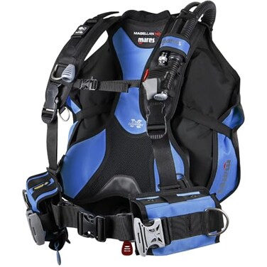 Mares Magellan HD BCD Unisex Versatile Lightweight Foldable Backmounted Scuba Diving Jacket BCD BlackBlue Large