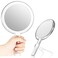 Queekay DoubleSided Handheld Mirror with Stand 1X10X Magnifying Mirror Clear Adjustable Round Shape 258 x 15 cm