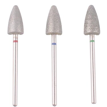 MZCMSL 3pcs Pedicure Cone Drill Bits for Foot Callus Smoothing 332 Shank Pro Diamond Cuticle BitFineMediumCoarse