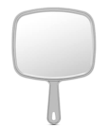 PROTECLE Extra Large Hand Mirror, Salon Barber Hairdressing Handheld Mirror with Handle (Square Grey 9" x 12.4