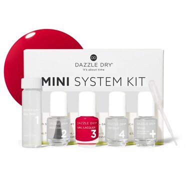 Dazzle Dry Mini Kit 4 Step System - The Duchess, a full coverage bright strawberry pink. (5 Piece Kit / 5 Manicures