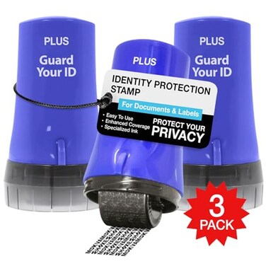 PLUS Guard Your ID Confidential Security Roller Set Advanced 20 for Identity Theft Protection Redacting Regular 3Pack Blue