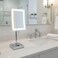 JERDON Lighted Tabletop Magnifying Mirror - LED Makeup Mirror with 5X Magnification in Chrome Finish - Model JRT910CL