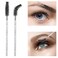 Tbestmax 100 Pcs Disposable Mascara Wands Crystal Eyebrow Spoolies Brush for Eyelash Extensions Black Lash Brushes with Container