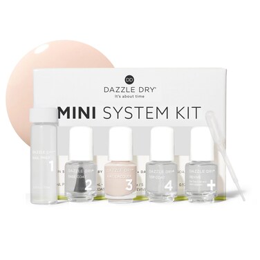 Dazzle Dry Mini Kit 4 Step System - Boss, a light and true neutral nude. Full coverage cream. (5 Piece Kit / 5 Manicures