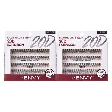 iENVY 20D Extension Cluster Individual Lashes Medium 2 Pack Flat Root Seamless Application Perfect for DIY Lash Extension