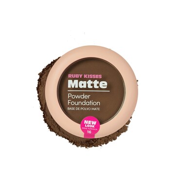 Ruby Kisses Matte Powder Foundation Ebony 8 Shades Sponge Mirror Included Full Coverage Versatile Pressed Powder Finisher