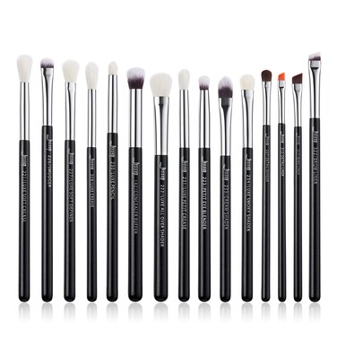 Jessup Eye Makeup Brushes Set Professional 15pcs with Eyeshadow Blending Concealer Eyebrow Eyliner Brush Pearl BlackSilver