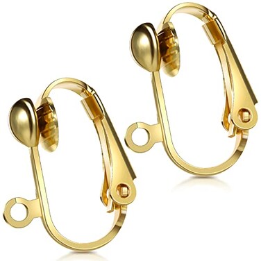 Bememo 36 Pack Clipon Earring Converter with Easy Open Loop for DIY Earring and Turn Any Studs or Pierced into Clip on Gold