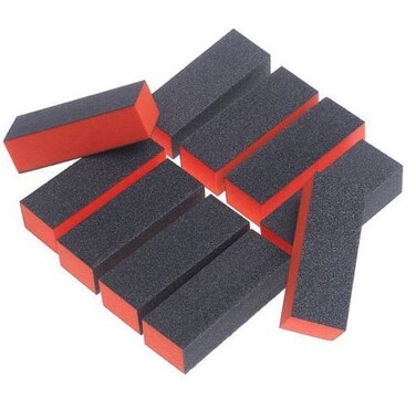 Onwon 10 PCS Sanding Buffing Nail Polisher 4 Way Polish Buffer Buffing Block Nail Files Art Pedicure Manicure FileBlack Red