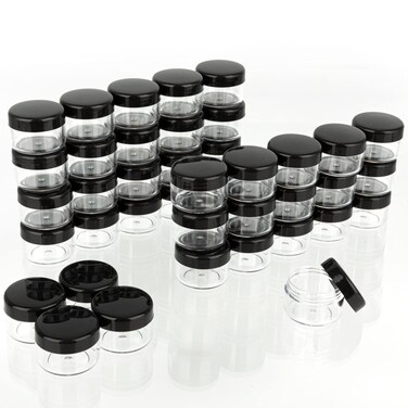 ZEJIA 5 Gram Sample Containers with Lids 200PCS Mini Makeup Containers Empty Plastic Travel Cosmetic Containers with Labels