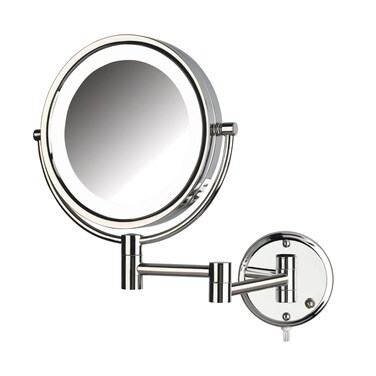 JERDON WallMounted Vanity Mirror with Lights Lighted Makeup Mirror with 8X Magnification Chrome Finish Plug in Model HL88CL