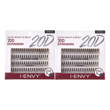 iENVY 20D Extension Cluster Individual Lashes Extra Long 2 Pack Flat Root Seamless Application Perfect for DIY Lash Extension
