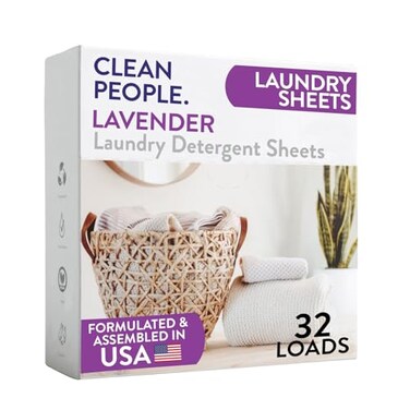 The Clean People Laundry Detergent Sheets Laundry Soap Ultra Concentrated Recyclable Packaging Stain Fighting Lavender 32 Pack