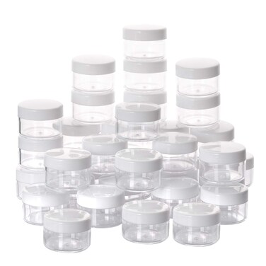 BTYMS 100 Count Empty Makeup Jars 15g Cosmetic Containers with Lids Leak Proof Sample Containers Refillable Plastic Containers White