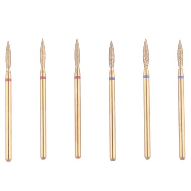 MZCMSL Flame Shape Diamond Cuticle Nail Drill Bit Set 6pcs Pro Manicure Drill Bits for Nail Prep 332 Shank efile Bit FineMedium