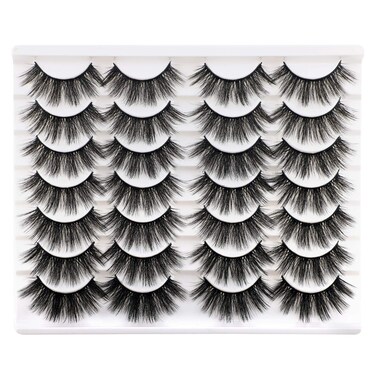 Newcally Lashes False Eyelashes Dramatic 20MM Faux Mink Lashes Pack 14 Pairs Wispy Long Thick Volume Strip Eye Lashes Multipack