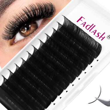 FADLASH Eyelash Extensions 16mm D Curl Lash Extensions 020 Thickness Premium Silk Classic Eyelash Extensions Supplies 020D 16mm