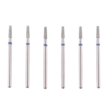 MZCMSL Tapered Barrel Cuticle Drill Bit Set with Case 6pcs Pro Diamond Nail Bits for Nail Prep332 Shank Electric Nail Tool Medium