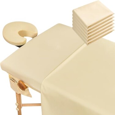 Mixweer 9 Pcs 3 Set Microfiber Massage Table Sheets Set Bulk Includes Flat Sheet, Fitted Sheet with Pocket, Face Rest Cover(Beige
