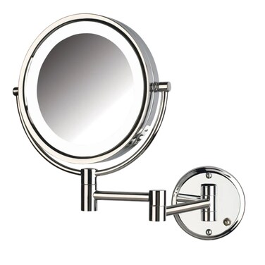 JERDON WallMounted Vanity Mirror with Lights Hard Wired Makeup Mirror with 8X Magnification Chrome Finish Direct Wire Model HL88CLD