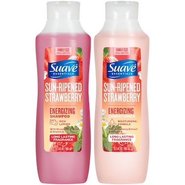 Suave Shampoo Conditioner Set SunRipened Strawberry Everyday Energizing Formulas with Fruit Extract Vitamin E 225 Oz Ea 2 Piece Set