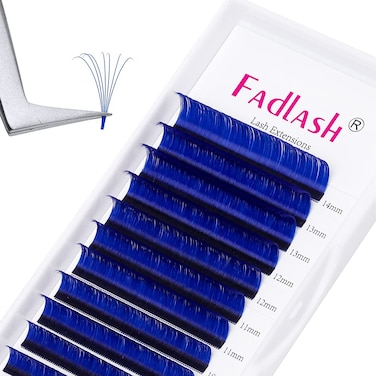 FADLASH Volume Eyelash Extensions D curl Easy Fan Lash Extensions 814mm Mix Tray Blue 007mm Lash Extension Supplies by Blue 007DMix