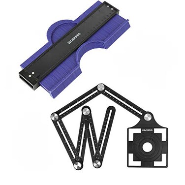 WORKPRO 10 and 6Sided Angle Measuring Tool Combo Kit Plastic Shape Contour Gauge Duplicator Aluminum Alloy Multi Angle Measuring Ruler