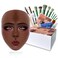 Penugo Silicone Makeup Practice Face Board Kit Mannequin Face for Makeup Practice with Brushes Set Eye Shadow Rhinestones StickerBlack