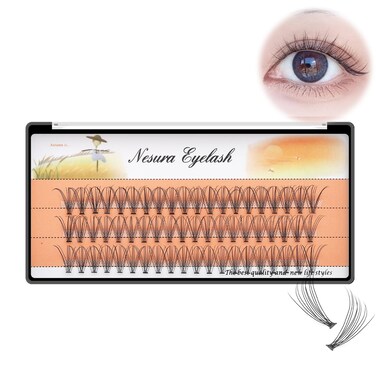 BODERMINCER 10D 60pcs Black Handmade False Eyelashes Natural Long Individual Eyelashes Extension Fake Lashes Makeup Beauty Cosmetic 15mm