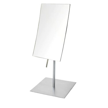 JERDON Rectangular Tabletop Makeup Mirror 3X Magnification with Nickel Finish 5inch by 8inch Vanity Mirror Pivot Adjustment Model JP358N