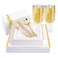 I00000 175PCS Gold Plastic Dinnerware Set Includes 25 Dinner Salad Plates 25 Gold Silverware Sets 25 Tumblers 25 Guest Towels for Wedding