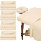 Oudain 4 Sets 3 Piece Soft Microfiber Massage Table Sheets Set Bulk Includes Massage Flat Sheet and Fitted Sheet and Face Rest CoverBeige
