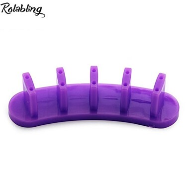Rolabling 3pcs False Nail Art Tips Practice Display Stand Tool with 10 pcs False Nail Tips for Gel Nail Polish DIY Nail Training Tools Purple