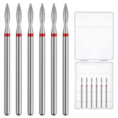 Difenni Cuticle Drill BitNail Drill Bits Flame Cuticle Clean Drill Bit for 332Electric Nail File Machine Cuticle Bit Nail Prep Tool Red Flame