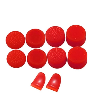 SZLG Replacement L2 R2 Buttons Trigger Extender Silicone Analog Thumb Stick Cap Cover Grip Thumbsticks Joystick for PS4 PS4 Pro Slim Controller Red