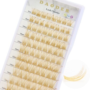 DAODER Brown Lash Clusters Blonde Lash Extensions Clear Band Wispy Eyelash Clusters 816mm Individual Lashes D Curl 96pcs Brown Lash Cluster 007
